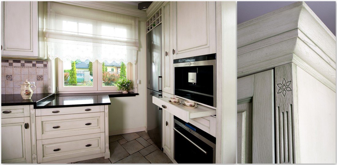 Wooden bespoke kitchen furniture timber Provencal kitchens, wooden windows