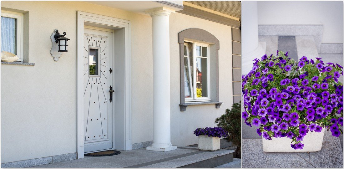 Timber doors - stylish Provencal wooden windows - flowers