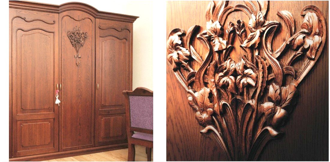 Carved timber furniture oak bespoke wardrobe doors producer