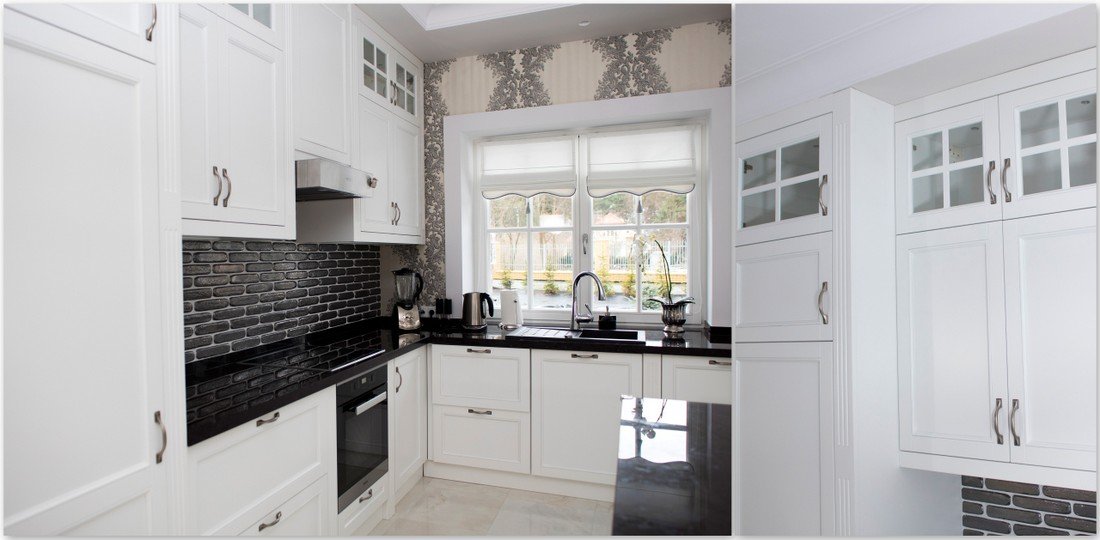 Stylish fully fitted kitchens, timber kitchen cabinets, made of wood built-in kitchen furniture